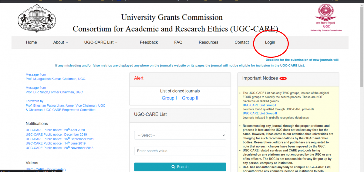 How to download UGC CARE List of Journals Step 1