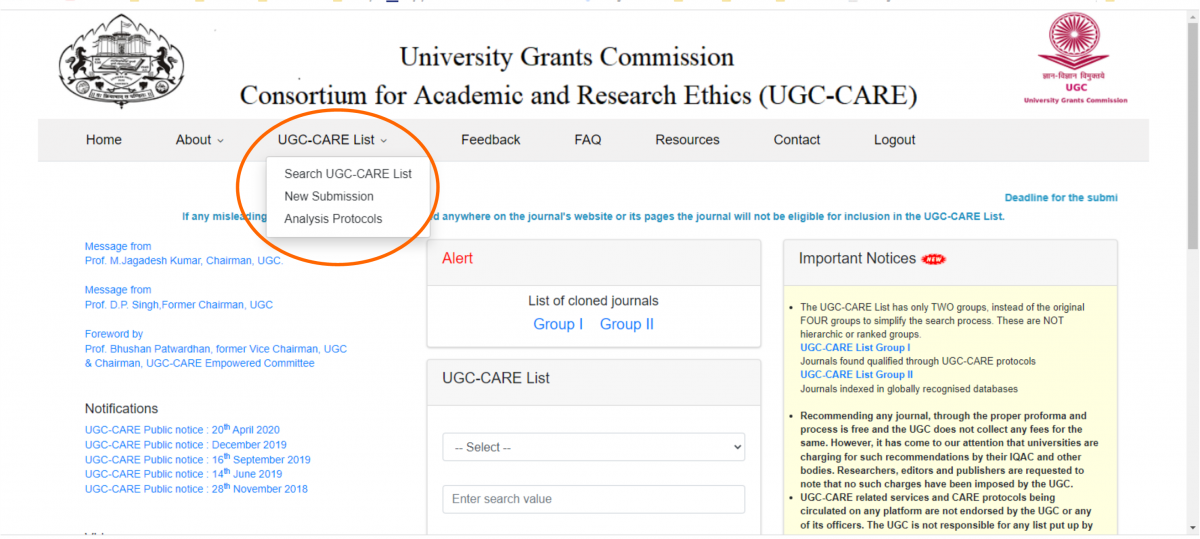 How to download UGC CARE List of Journals Step 3