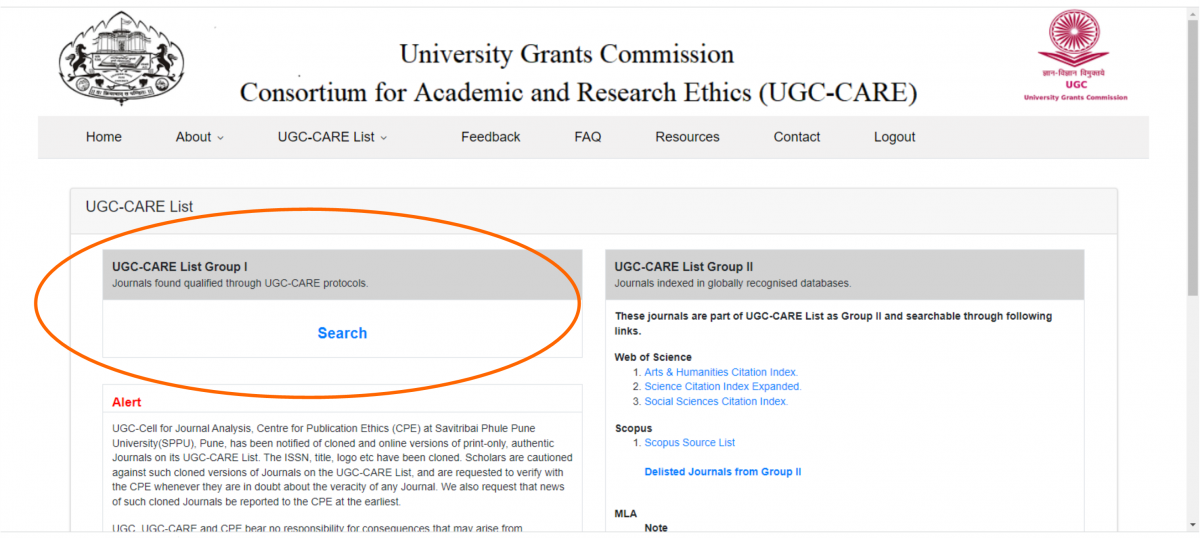 How to download UGC CARE List of Journals Step 4